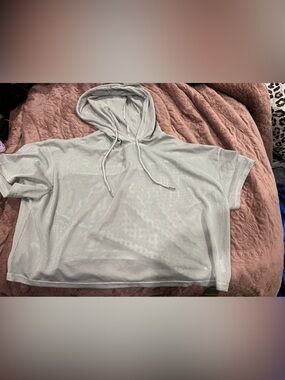 Mido Light Gray Hooded Swim Coverup